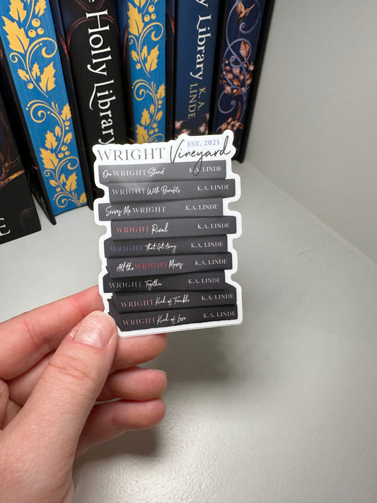 Wright Vineyard Book Stack Sticker