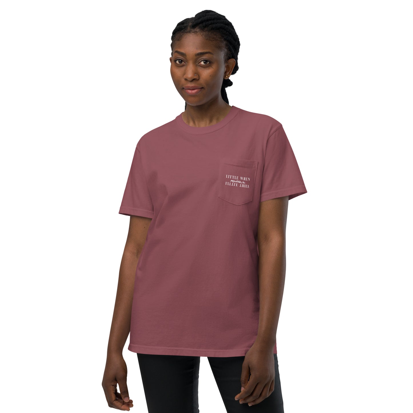 Little Wren Little Thief embroidered unisex garment-dyed pocket t-shirt