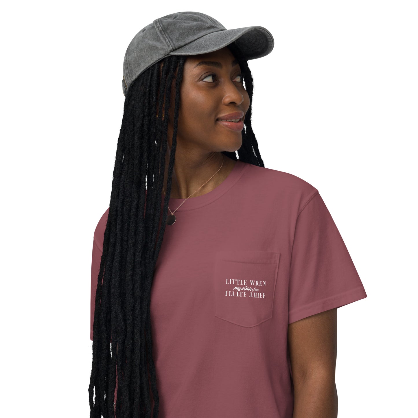 Little Wren Little Thief embroidered unisex garment-dyed pocket t-shirt