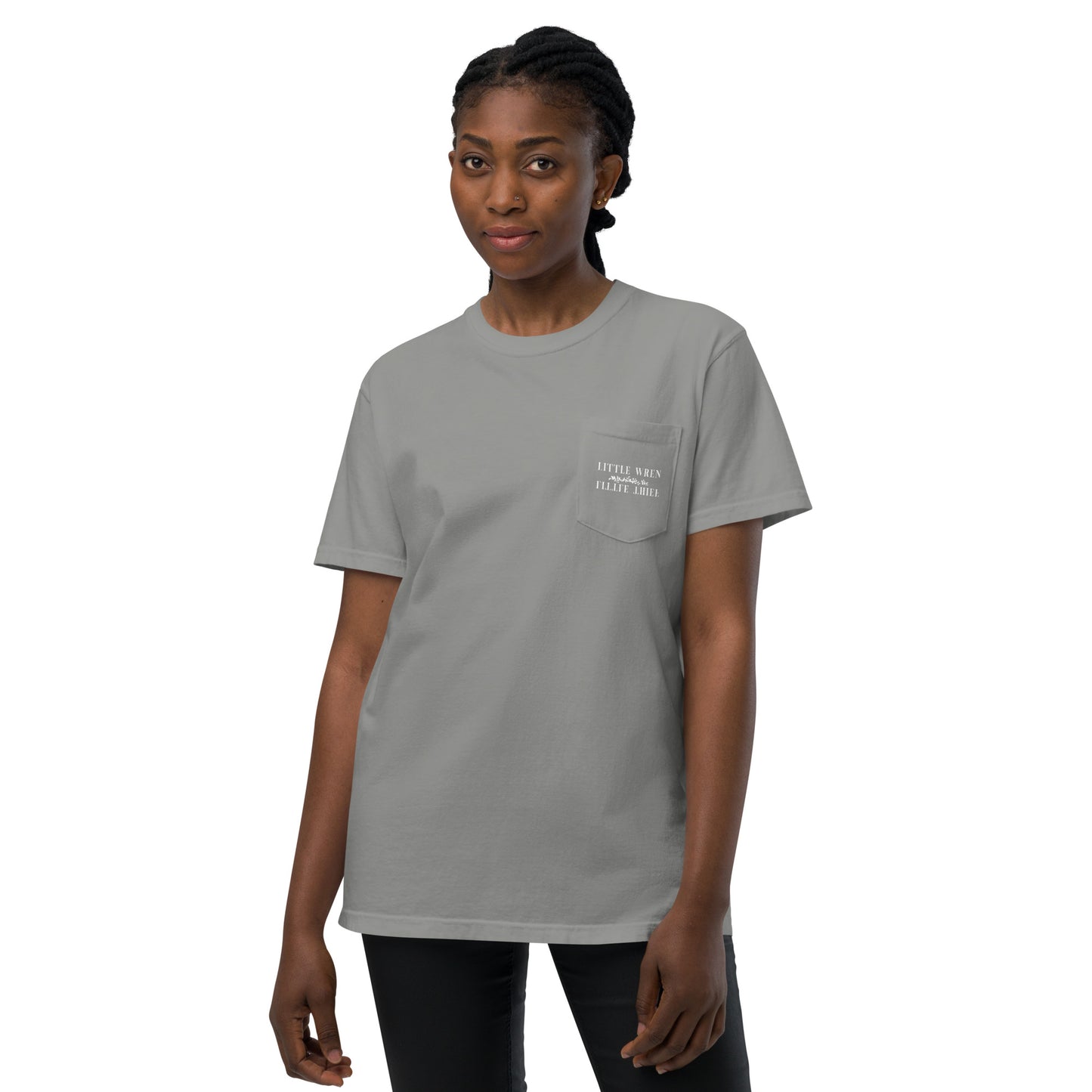 Little Wren Little Thief embroidered unisex garment-dyed pocket t-shirt