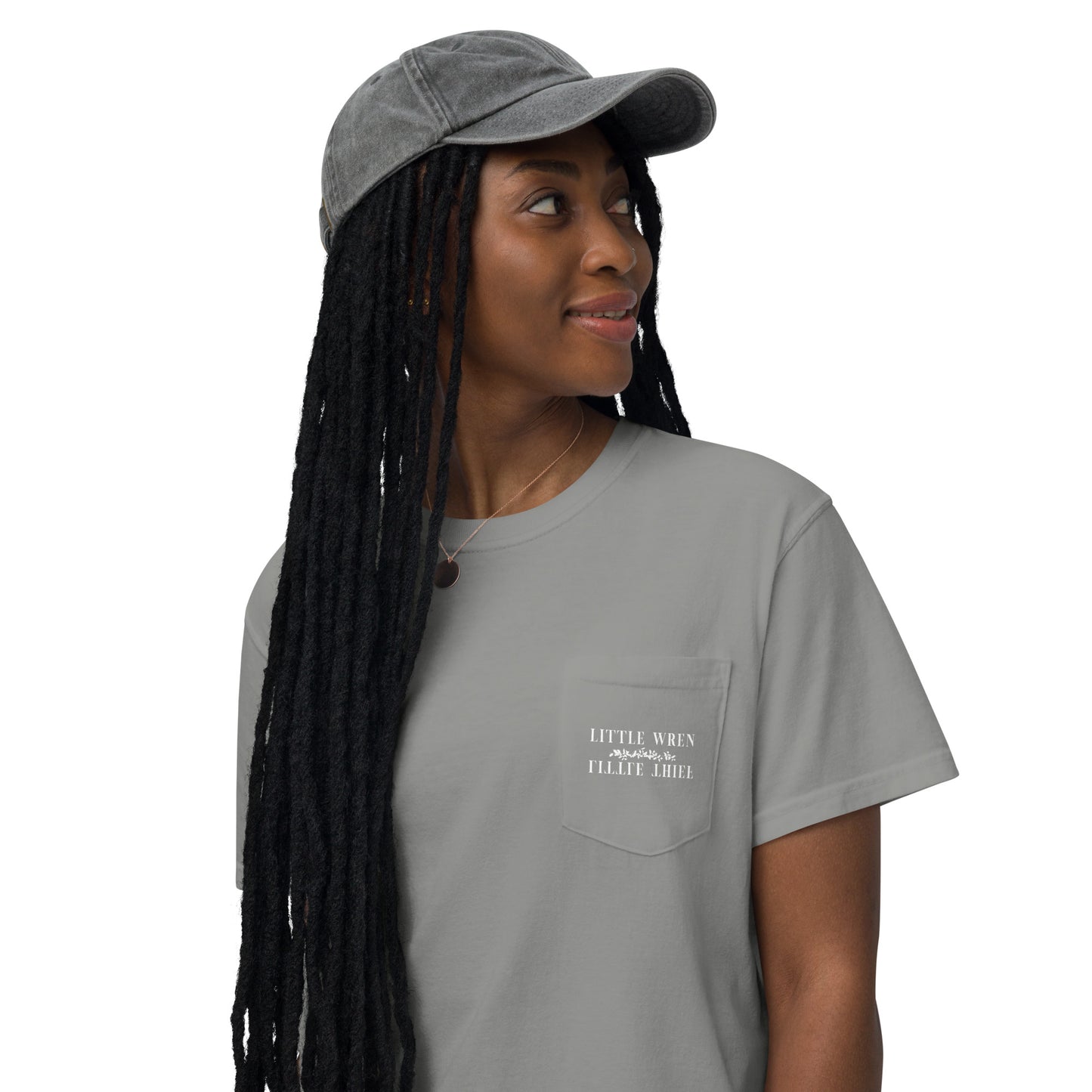 Little Wren Little Thief embroidered unisex garment-dyed pocket t-shirt