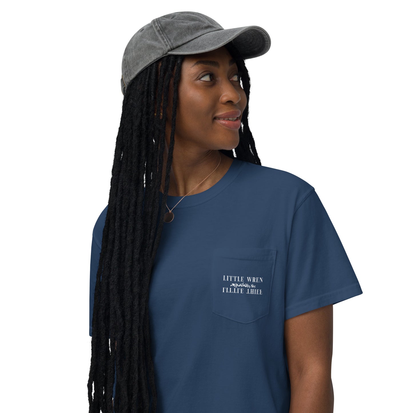 Little Wren Little Thief embroidered unisex garment-dyed pocket t-shirt