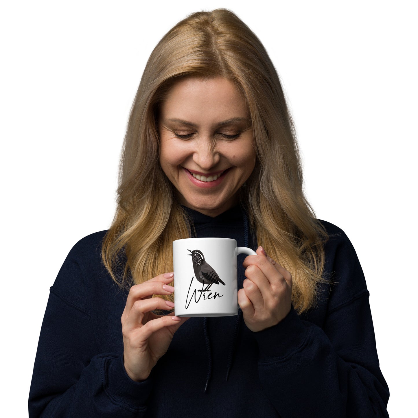 Wren White glossy mug
